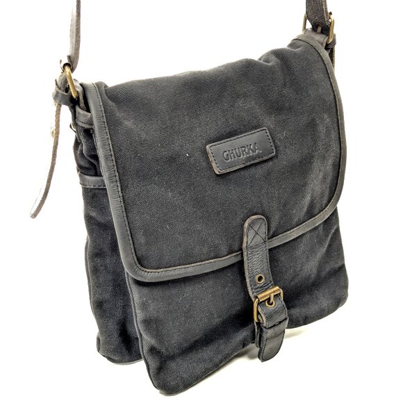 GHURKA Black Denim and Leather Rugged Messenger Crossbody - Picture 15 of 15